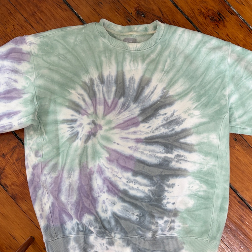 TNA Tie-Dye Sweatshirt in Mint, Lavender & Gray